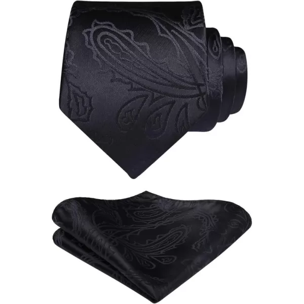 HISDERN Paisley Ties for Men Solid Color Tie Handkerchief Floral Mens Ties and Pocket Square Set Wedding Classic Necktie