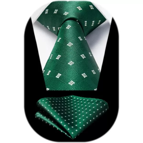 HISDERN Plaid Checkered Tie Handkerchief Woven Classic Formal Men's Necktie &amp; Pocket Square Set