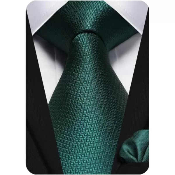 HISDERN Plaid Checkered Tie Handkerchief Woven Classic Formal Men's Necktie &amp; Pocket Square Set