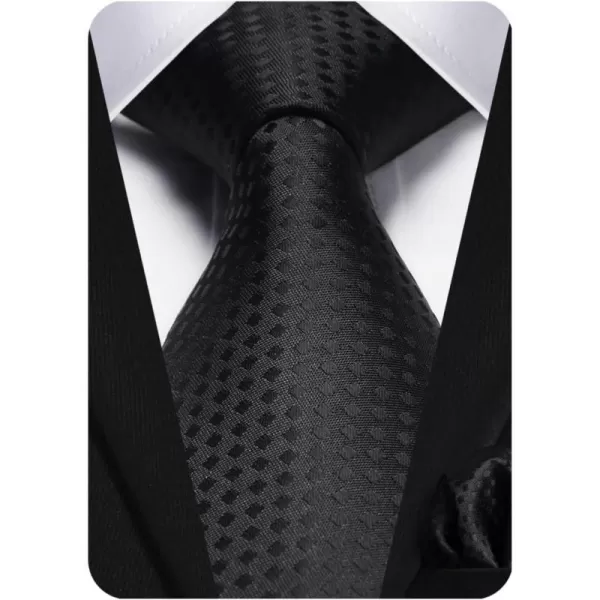 HISDERN Plaid Checkered Tie Handkerchief Woven Classic Formal Men's Necktie &amp; Pocket Square Set