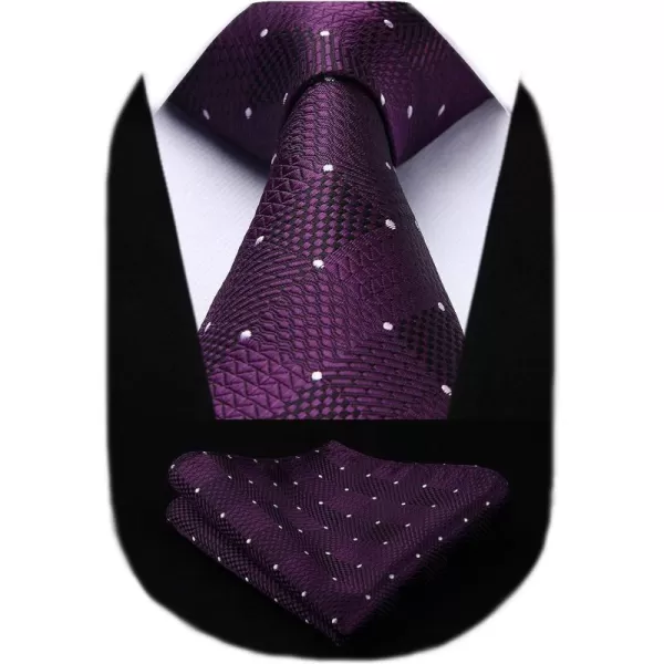 HISDERN Plaid Checkered Tie Handkerchief Woven Classic Formal Men's Necktie &amp; Pocket Square Set