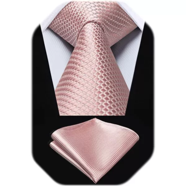 HISDERN Plaid Checkered Tie Handkerchief Woven Classic Formal Men's Necktie &amp; Pocket Square Set