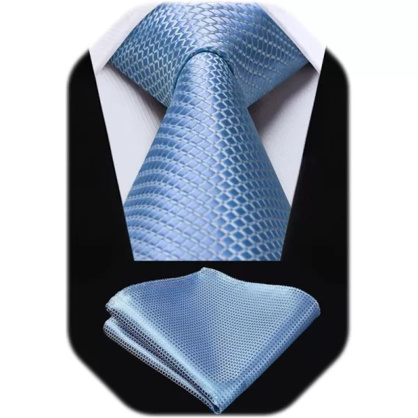 HISDERN Plaid Checkered Tie Handkerchief Woven Classic Formal Men's Necktie &amp; Pocket Square Set
