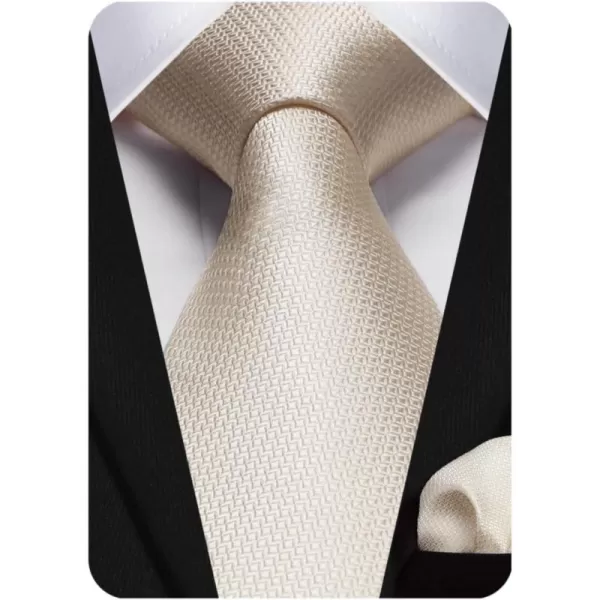 HISDERN Plaid Checkered Tie Handkerchief Woven Classic Formal Men's Necktie &amp; Pocket Square Set