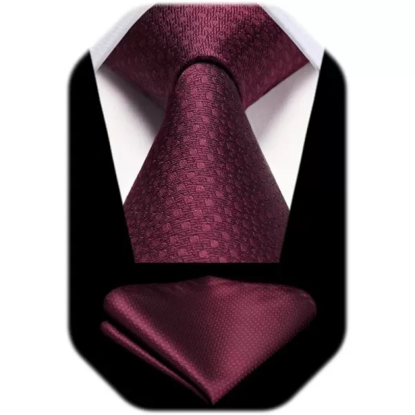 HISDERN Plaid Checkered Tie Handkerchief Woven Classic Formal Men's Necktie &amp; Pocket Square Set