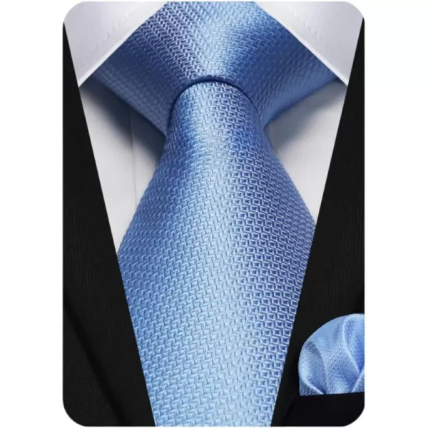 HISDERN Plaid Checkered Tie Handkerchief Woven Classic Formal Men's Necktie &amp; Pocket Square Set