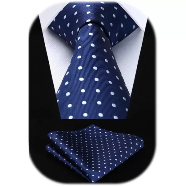 HISDERN Polka Dot Ties for Men Handkerchief Woven Classic Silk Mens Ties and Pocket Square Set Wedding Business