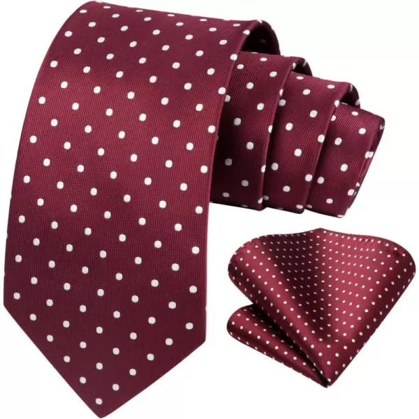 HISDERN Polka Dot Ties for Men Handkerchief Woven Classic Silk Mens Ties and Pocket Square Set Wedding Business