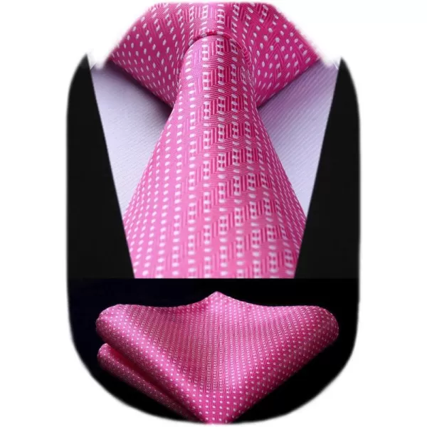 HISDERN Polka Dot Ties for Men Handkerchief Woven Classic Silk Mens Ties and Pocket Square Set Wedding Business
