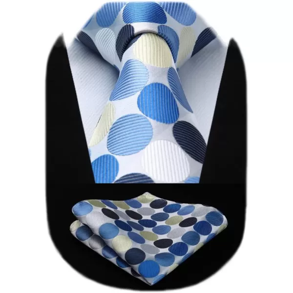 HISDERN Polka Dot Ties for Men Handkerchief Woven Classic Silk Mens Ties and Pocket Square Set Wedding Business