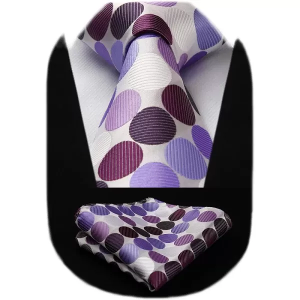 HISDERN Polka Dot Ties for Men Handkerchief Woven Classic Silk Mens Ties and Pocket Square Set Wedding Business