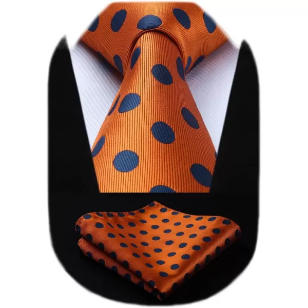 HISDERN Polka Dot Ties for Men Handkerchief Woven Classic Silk Mens Ties and Pocket Square Set Wedding Business