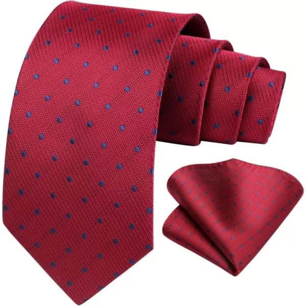 HISDERN Polka Dot Ties for Men Handkerchief Woven Classic Silk Mens Ties and Pocket Square Set Wedding Business