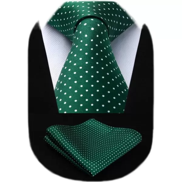 HISDERN Polka Dot Ties for Men Handkerchief Woven Classic Silk Mens Ties and Pocket Square Set Wedding Business