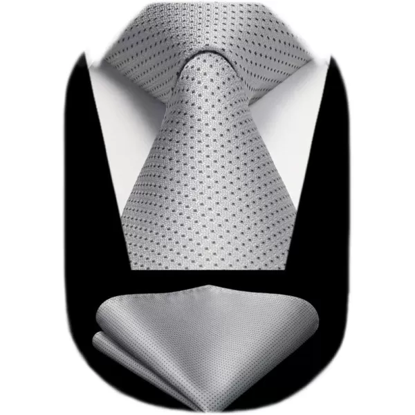 HISDERN Polka Dot Ties for Men Handkerchief Woven Classic Silk Mens Ties and Pocket Square Set Wedding Business