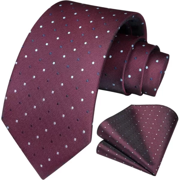 HISDERN Polka Dot Ties for Men Handkerchief Woven Classic Silk Mens Ties and Pocket Square Set Wedding Business