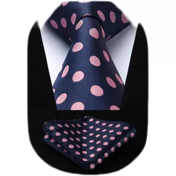 HISDERN Polka Dot Ties for Men Handkerchief Woven Classic Silk Mens Ties and Pocket Square Set Wedding Business