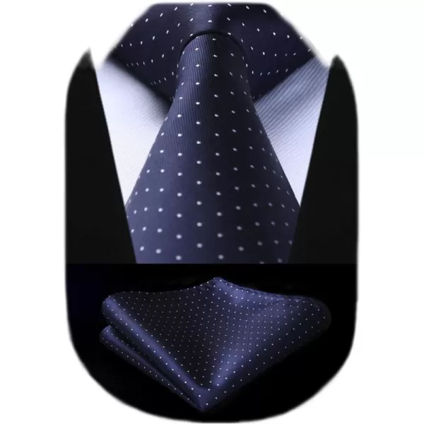 HISDERN Polka Dot Ties for Men Handkerchief Woven Classic Silk Mens Ties and Pocket Square Set Wedding Business