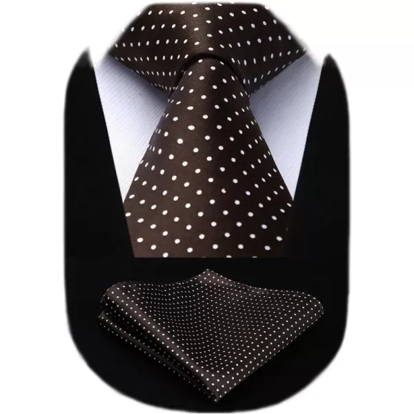 HISDERN Polka Dot Ties for Men Handkerchief Woven Classic Silk Mens Ties and Pocket Square Set Wedding Business