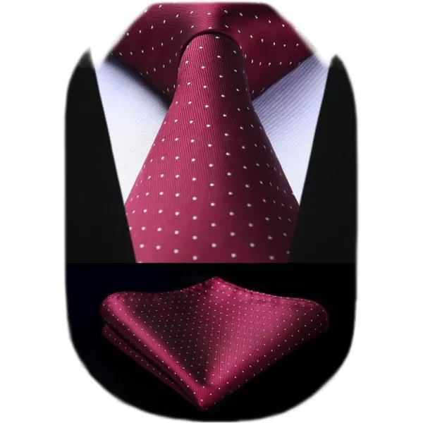 HISDERN Polka Dot Ties for Men Handkerchief Woven Classic Silk Mens Ties and Pocket Square Set Wedding Business