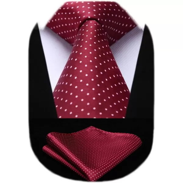 HISDERN Polka Dot Ties for Men Handkerchief Woven Classic Silk Mens Ties and Pocket Square Set Wedding Business