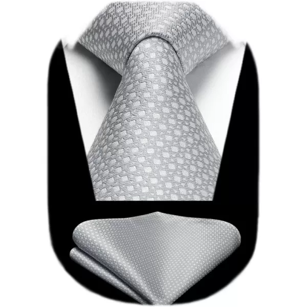 HISDERN Polka Dot Ties for Men Handkerchief Woven Classic Silk Mens Ties and Pocket Square Set Wedding Business