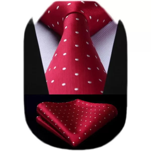 HISDERN Polka Dot Ties for Men Handkerchief Woven Classic Silk Mens Ties and Pocket Square Set Wedding Business