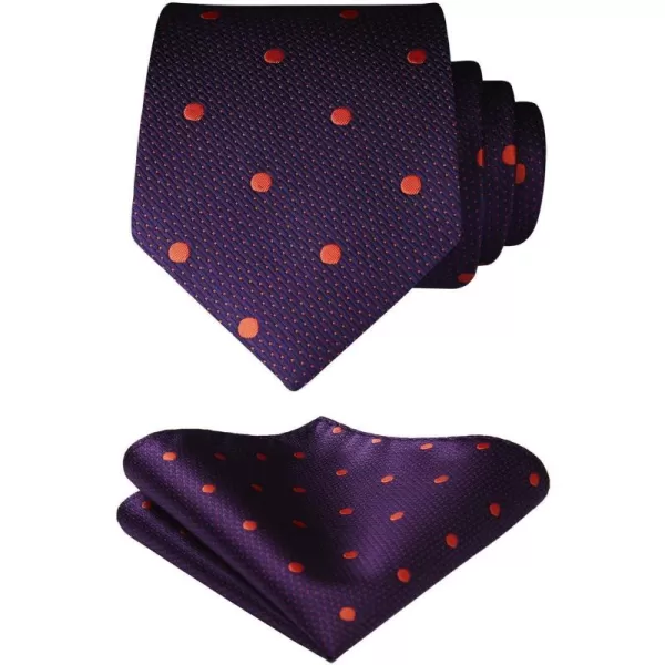 HISDERN Polka Dot Ties for Men Handkerchief Woven Classic Silk Mens Ties and Pocket Square Set Wedding Business