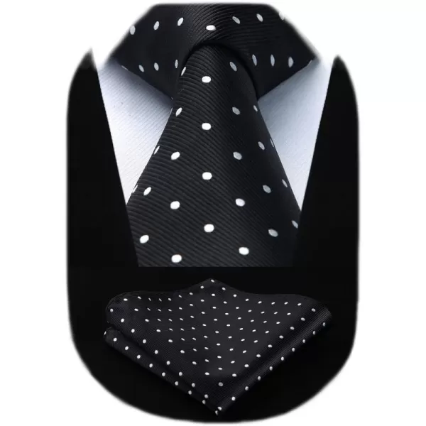 HISDERN Polka Dot Ties for Men Handkerchief Woven Classic Silk Mens Ties and Pocket Square Set Wedding Business