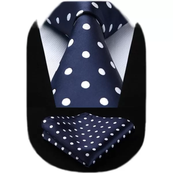 HISDERN Polka Dot Ties for Men Handkerchief Woven Classic Silk Mens Ties and Pocket Square Set Wedding Business