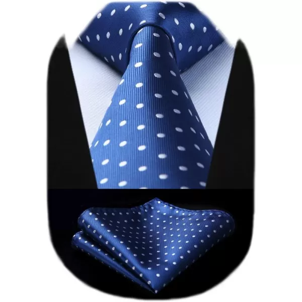 HISDERN Polka Dot Ties for Men Handkerchief Woven Classic Silk Mens Ties and Pocket Square Set Wedding Business