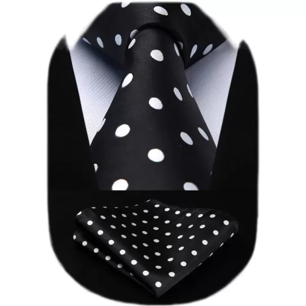HISDERN Polka Dot Ties for Men Handkerchief Woven Classic Silk Mens Ties and Pocket Square Set Wedding Business