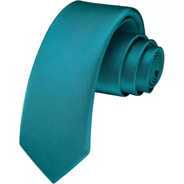 HISDERN Solid Color Ties for Men 2.17'' Skinny Tie Formal Business Neckties Classic Woven Satin Wedding Necktie