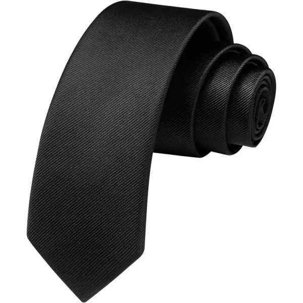 HISDERN Solid Color Ties for Men 2.17'' Skinny Tie Formal Business Neckties Classic Woven Satin Wedding Necktie