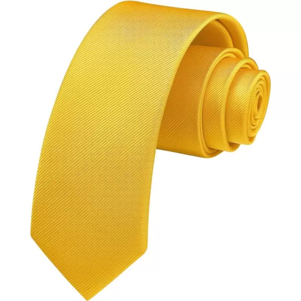 HISDERN Solid Color Ties for Men 2.17'' Skinny Tie Formal Business Neckties Classic Woven Satin Wedding Necktie