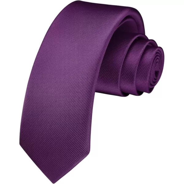 HISDERN Solid Color Ties for Men 2.17'' Skinny Tie Formal Business Neckties Classic Woven Satin Wedding Necktie