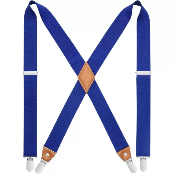 HISDERN Suspenders for Men X-Back 1.4" Adjustable Elastic Suspender Braces Strong 4 Clips for Work Trousers Wedding