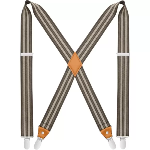 HISDERN Suspenders for Men X-Back 1.4" Adjustable Elastic Suspender Braces Strong 4 Clips for Work Trousers Wedding