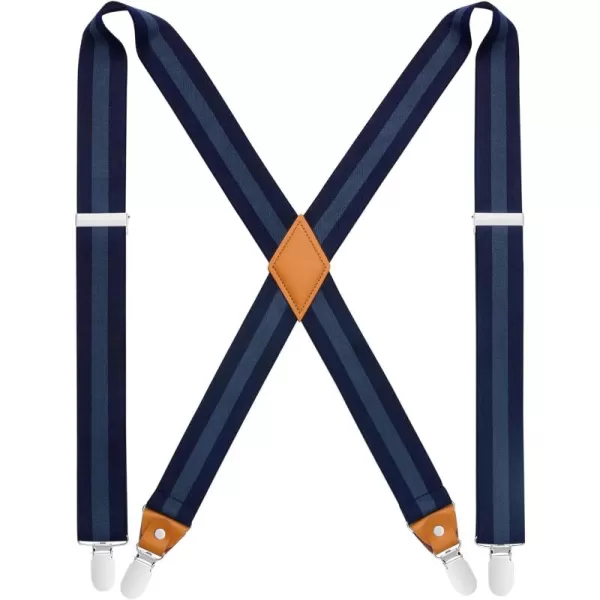 HISDERN Suspenders for Men X-Back 1.4" Adjustable Elastic Suspender Braces Strong 4 Clips for Work Trousers Wedding