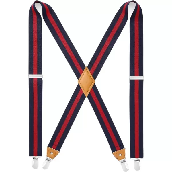 HISDERN Suspenders for Men X-Back 1.4" Adjustable Elastic Suspender Braces Strong 4 Clips for Work Trousers Wedding