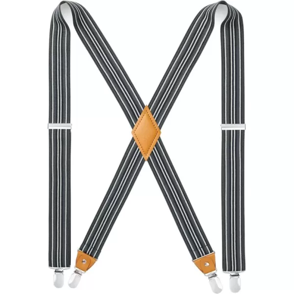 HISDERN Suspenders for Men X-Back 1.4" Adjustable Elastic Suspender Braces Strong 4 Clips for Work Trousers Wedding