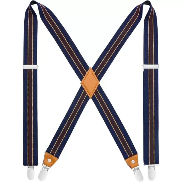 HISDERN Suspenders for Men X-Back 1.4" Adjustable Elastic Suspender Braces Strong 4 Clips for Work Trousers Wedding