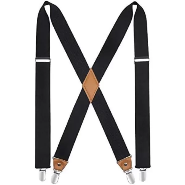 HISDERN Suspenders for Men X-Back 1.4" Adjustable Elastic Suspender Braces Strong 4 Clips for Work Trousers Wedding