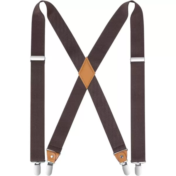 HISDERN Suspenders for Men X-Back 1.4" Adjustable Elastic Suspender Braces Strong 4 Clips for Work Trousers Wedding
