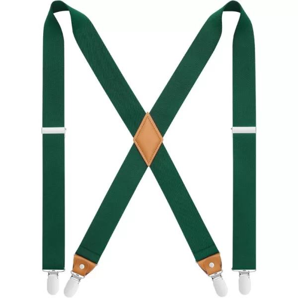 HISDERN Suspenders for Men X-Back 1.4" Adjustable Elastic Suspender Braces Strong 4 Clips for Work Trousers Wedding
