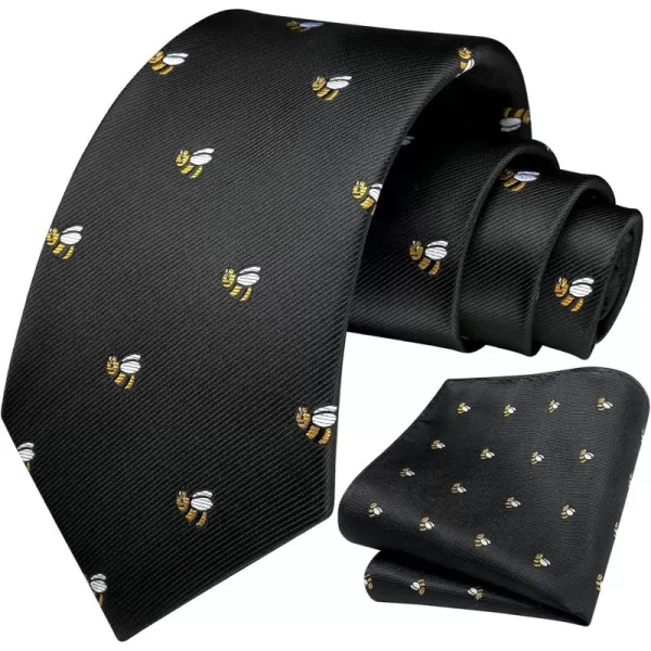 HISDERN Ties for Men Classic Animal Tie and Pocket Square Set Jacquard Woven Silk Neckties Handkerchief Wedding Party