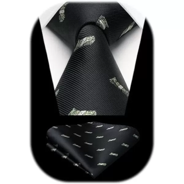 HISDERN Ties for Men Classic Animal Tie and Pocket Square Set Jacquard Woven Silk Neckties Handkerchief Wedding Party