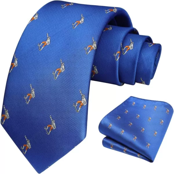 HISDERN Ties for Men Classic Animal Tie and Pocket Square Set Jacquard Woven Silk Neckties Handkerchief Wedding Party