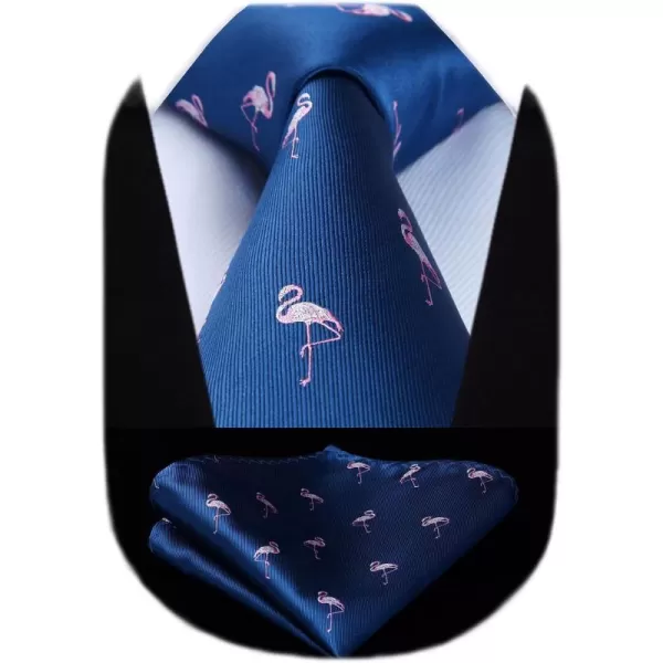 HISDERN Ties for Men Classic Animal Tie and Pocket Square Set Jacquard Woven Silk Neckties Handkerchief Wedding Party