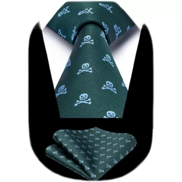 HISDERN Ties for Men Classic Animal Tie and Pocket Square Set Jacquard Woven Silk Neckties Handkerchief Wedding Party